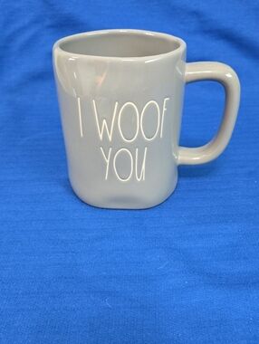 Rae Dunn Gray 'I WOOF YOU' Ceramic Mug